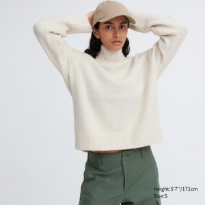 Uniqlo Souffle Yarn High Neck Long-Sleeve Pullover Damen Weiß | WJDZ-84906