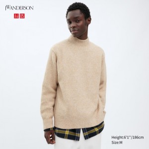 Uniqlo Souffle Yarn Mock Neck Pullover Herren Natural | HQRI-72403