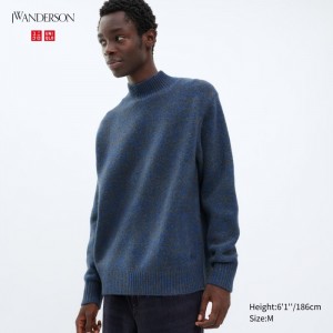 Uniqlo Souffle Yarn Mock Neck Pullover Herren Blau | PRQW-71594