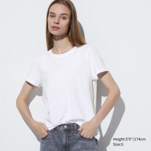 Uniqlo Supima Baumwoll Crew Neck Kurzes Sleeve T-Shirt Damen Weiß | YFOP-46738