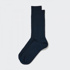 Uniqlo Supima® Baumwoll Weite Gerippt Socken Herren Navy | JPES-71834