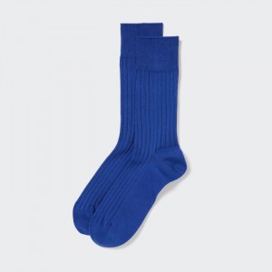 Uniqlo Supima Baumwoll Weite Gerippt Socken Herren Blau | XTGY-19872