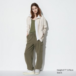 Uniqlo Sweat Cargo Hose Damen Olivgrün | AGLM-62495