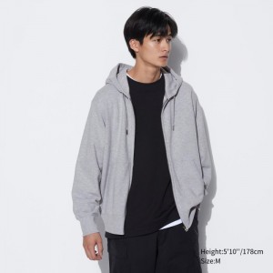 Uniqlo Sweat Full-Zip Long-Sleeve Hoodie Herren Grau | IDXY-40275