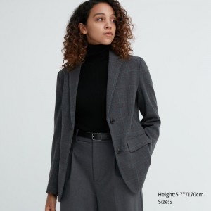 Uniqlo Tailored Jacket Blazer Damen Dunkelgrau | BSYH-05697