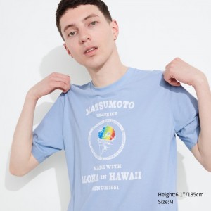 Uniqlo The Brands Hawaii UT (Kurzes-Sleeve) (Matsumoto Shave Ice) Graphic T Shirt Damen Blau | FCYR-34508