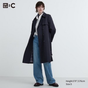 Uniqlo Trench Coat Mäntel Damen Navy | MQUG-09712