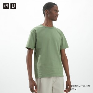 Uniqlo U Crew Neck Kurzes-Sleeve T-Shirt Damen Grün | YTGQ-89673