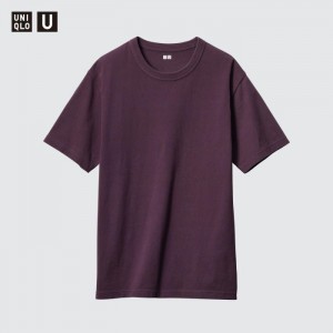 Uniqlo U Crew Neck Kurzes-Sleeve T-Shirt Damen Dunkellila | ZILY-40359