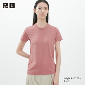 Uniqlo U Crew Neck Kurzes-Sleeve T-Shirt Damen Rosa | UMLF-10734