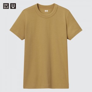 Uniqlo U Crew Neck Kurzes-Sleeve T-Shirt Damen Gelb | RWKN-17305