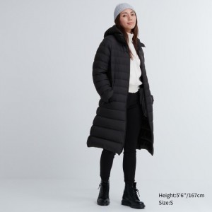 Uniqlo Ultra Light Long Daunenmäntel Damen Schwarz | IHWG-16589