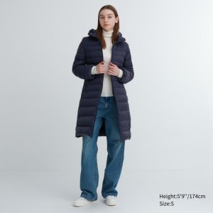 Uniqlo Ultra Light Long Daunenmäntel Damen Navy | BLRY-40589