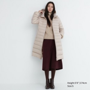 Uniqlo Ultra Light Long Daunenmäntel Damen Beige | IXCW-52063