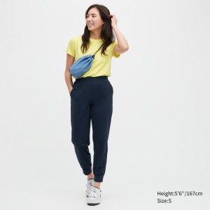 Uniqlo Ultra Stretch AIRism Jogger Jogginghose Damen Navy | ZDFM-30416