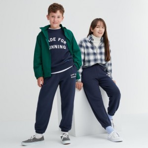 Uniqlo Ultra Stretch Graphic Jogginghose Kinder Navy | VYIQ-21869