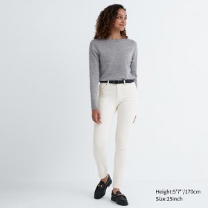 Uniqlo Ultra Stretch (Mid-Rise) Jeans Damen Weiß | ROMY-02184