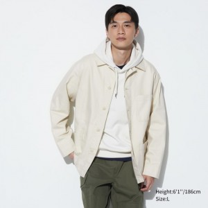 Uniqlo Utility Jacken Herren Weiß | EBKZ-36108