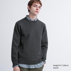 Uniqlo Washable Milano Gerippt Crew Neck Long-Sleeve Pullover Damen Grau | TOLA-43809