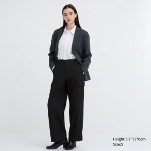 Uniqlo Weite Gerade Cargo Hose Damen Dunkelgrau | ZNOV-78962