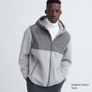 Uniqlo Windproof Outer Fleece Full-Zip (Color Block) Hoodie Herren Hellgrau | TKVB-48712