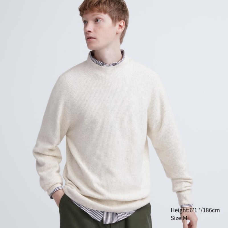 Uniqlo 3D Knit Souffle Yarn Mock Neck Long-Sleeve Pullover Herren Weiß | OQJG-84690