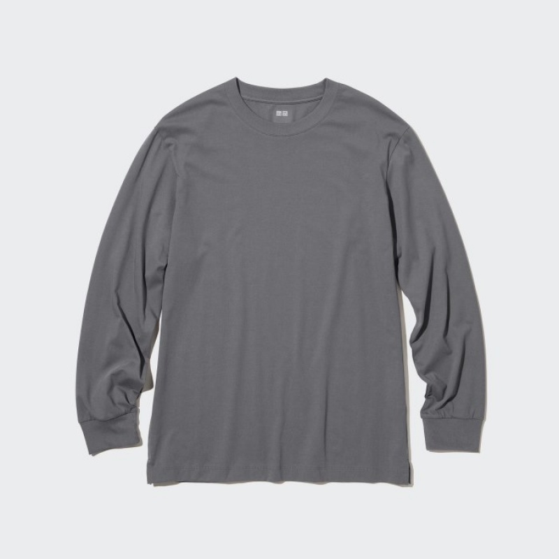 Uniqlo AIRism Baumwoll UV Protection Crew Neck Long-Sleeve (2022 Edition) T-Shirt Damen Lila | XPIM-67319