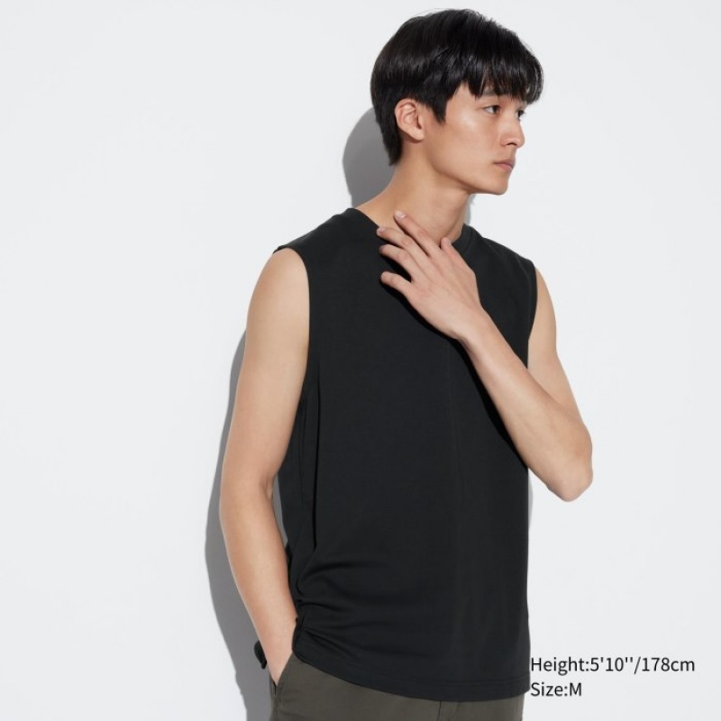 Uniqlo AIRism Baumwoll Ärmellose Tanktop Herren Schwarz | XIUD-42683