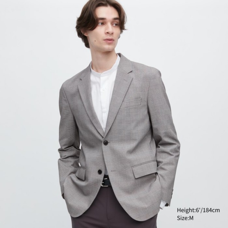 Uniqlo AirSense Jacket (Wolle Like) (Glen Check) (Ultra Light Jacket) Blazer Herren Grau | OSIW-76984