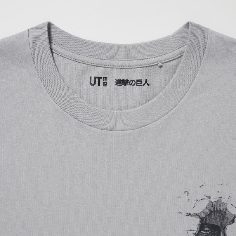 Uniqlo Attack on Titan UT (Kurzes-Sleeve) (A Titan Inside The Wall) Graphic T Shirt Damen Grau | TCBY-47089