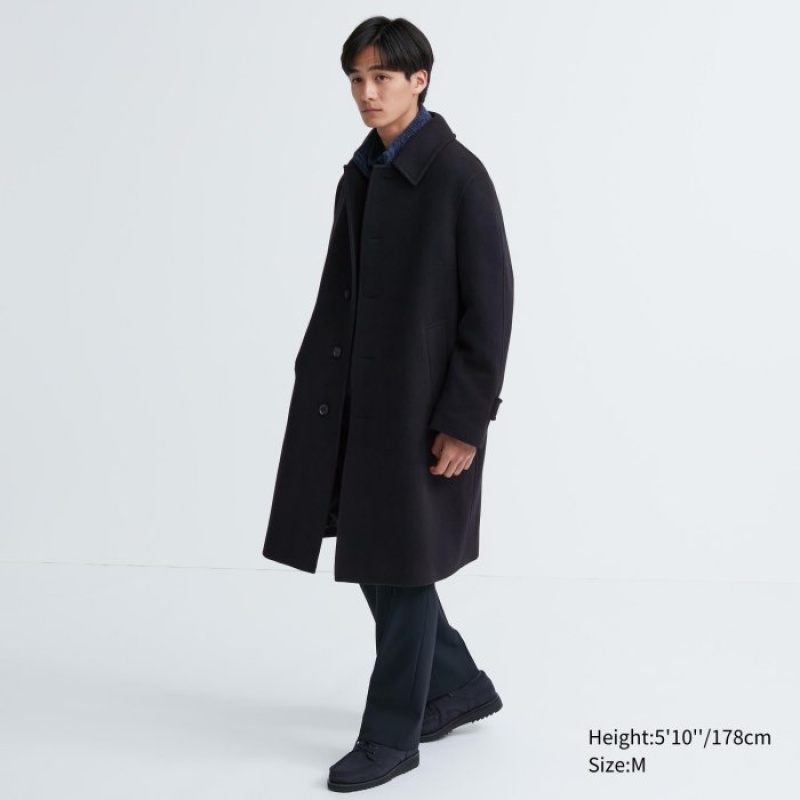 Uniqlo Balmacaan Mäntel Herren Navy | JRAM-95486