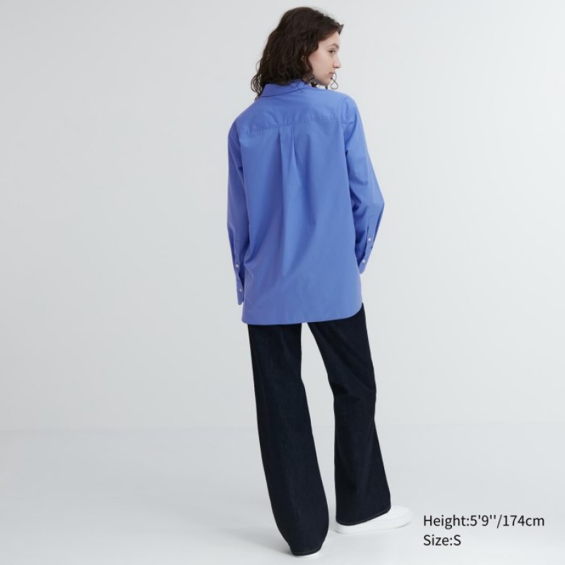 Uniqlo Baumwoll Long-Sleeve Hemd Damen Weiß | XTAN-28510