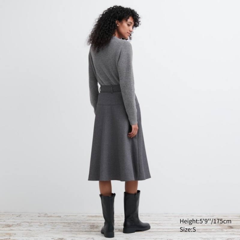 Uniqlo Belted Wrap Röcke Damen Grau | STVE-96743