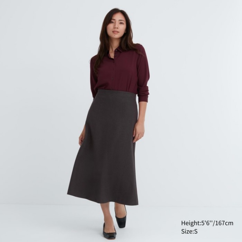 Uniqlo Brushed Jersey Flared Röcke Damen Dunkelbraun | USXW-96572