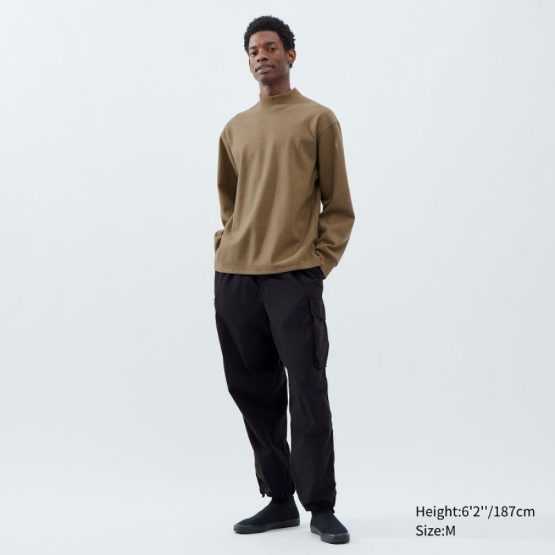 Uniqlo Brushed Jersey Mock Neck Long-Sleeve T-Shirt Herren Wine | LNAO-92076