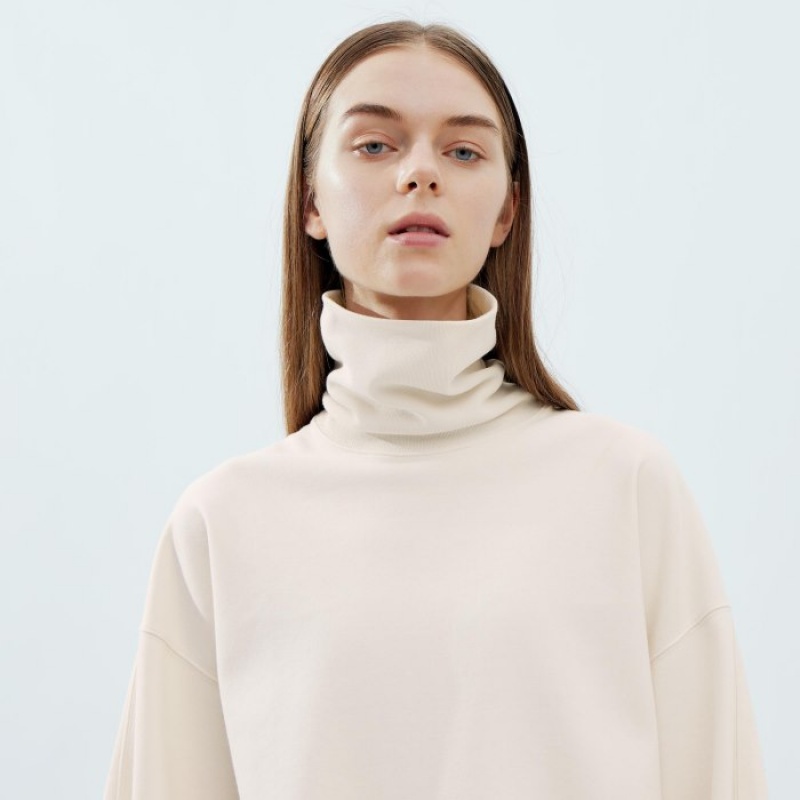 Uniqlo Brushed Jersey Turtleneck Long-Sleeve T-Shirt Damen Dunkelbraun | STUA-03426