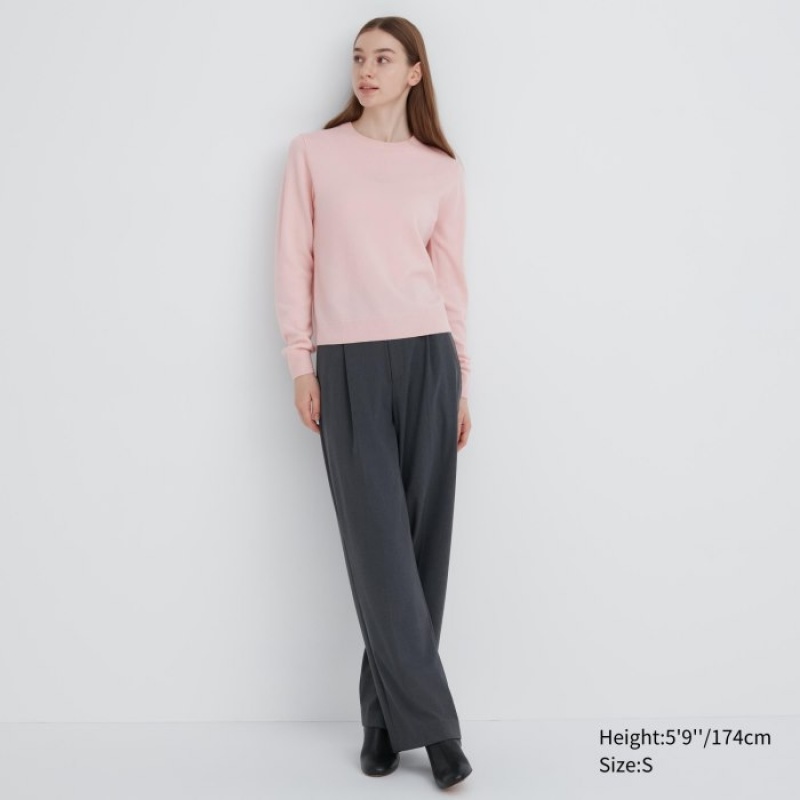 Uniqlo Cashmere Crew Neck Long-Sleeve Pullover Damen Rosa | WNZF-03274