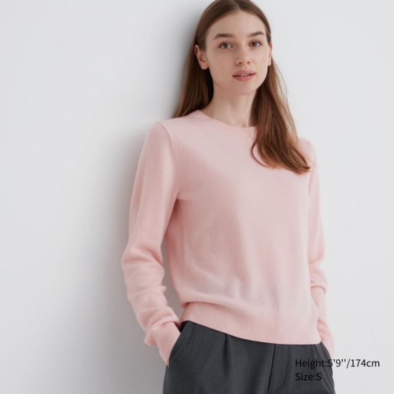 Uniqlo Cashmere Crew Neck Long-Sleeve Pullover Damen Rosa | WNZF-03274