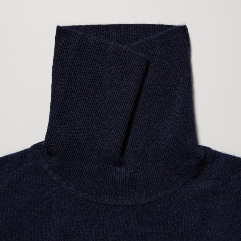 Uniqlo Cashmere Turtleneck Long-Sleeve (2022 Edition) Pullover Damen Navy | BYOH-45639