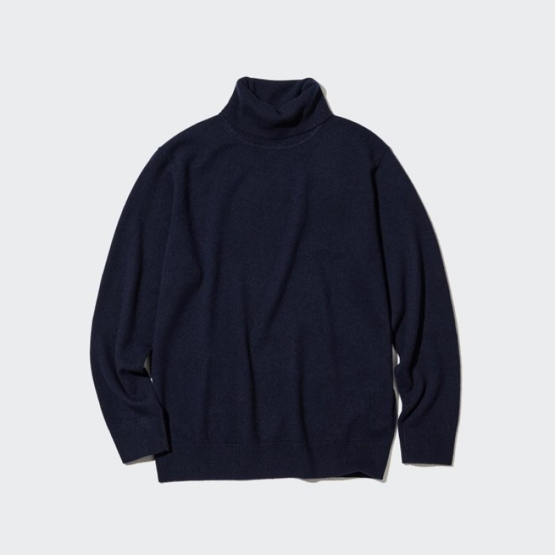 Uniqlo Cashmere Turtleneck Long-Sleeve (2022 Edition) Pullover Damen Navy | BYOH-45639