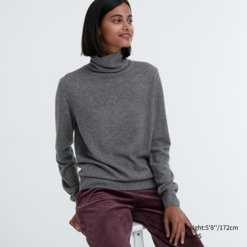 Uniqlo Cashmere Turtleneck Pullover Damen Grau | VSXE-13942