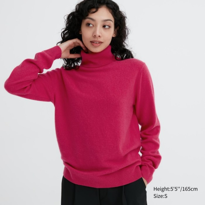 Uniqlo Cashmere Turtleneck Pullover Damen Rosa | WNXD-58194