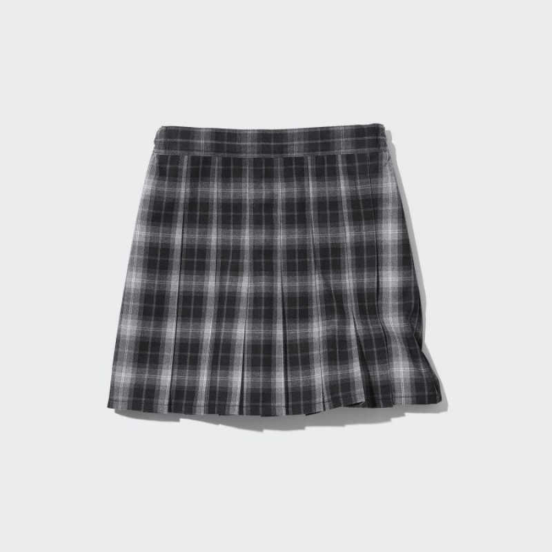 Uniqlo Checked Falten Mini Skort Röcke Kinder Schwarz | WKYA-20963