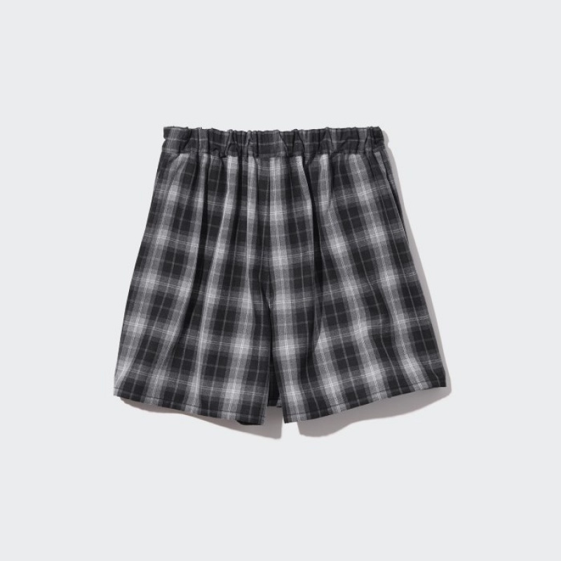 Uniqlo Checked Falten Mini Skort Röcke Kinder Schwarz | WKYA-20963