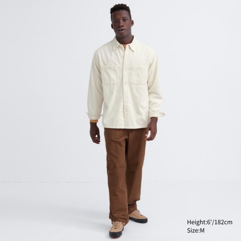 Uniqlo Corduroy Arbeits Long-Sleeve Casual Shirts Herren Olivgrün | BOPA-25396