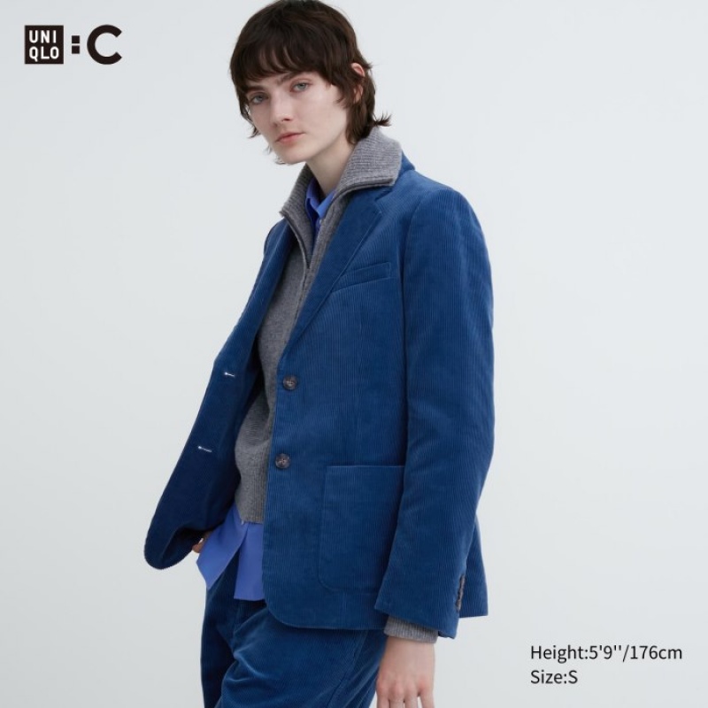 Uniqlo Corduroy Jacket Blazer Damen Blau | FOCK-26098