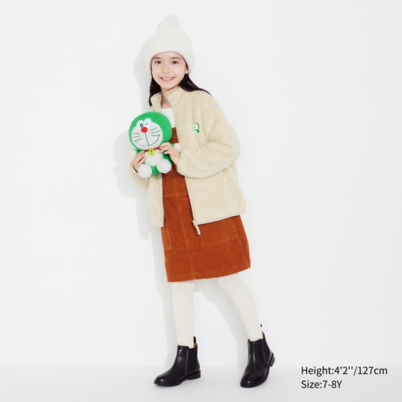 Uniqlo Doraemon Sustainability Mode Fluffy Yarn Fleece Full-Zip Jacken Kinder Natural | ISZL-06897