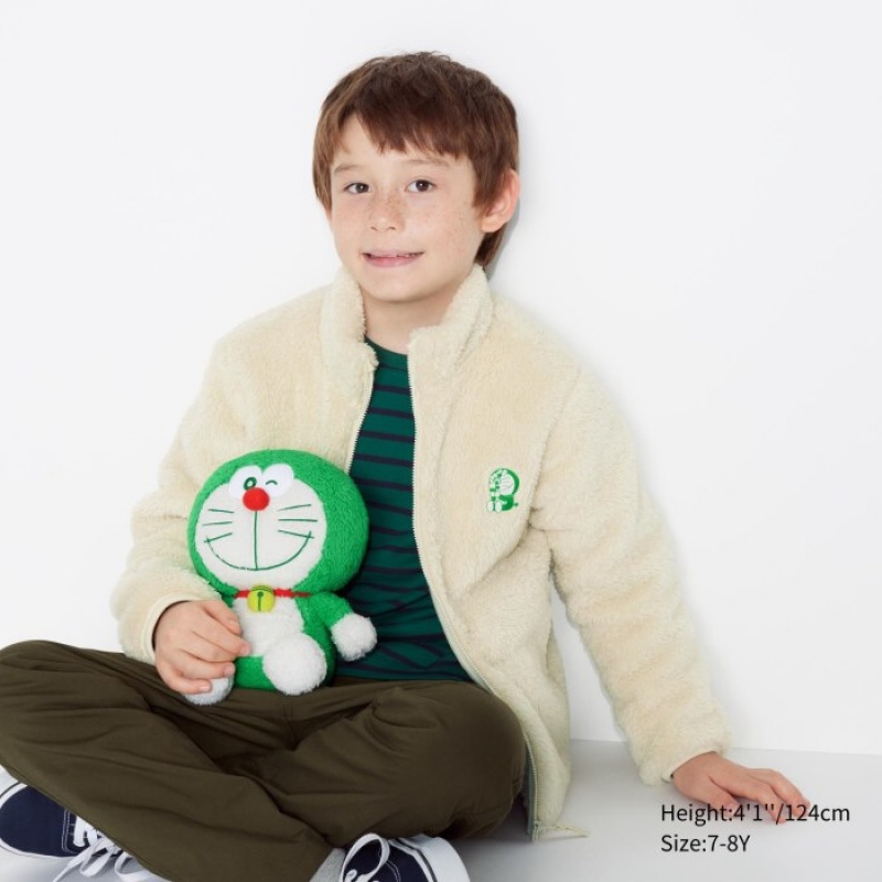 Uniqlo Doraemon Sustainability Mode Fluffy Yarn Fleece Full-Zip Jacken Kinder Natural | ISZL-06897