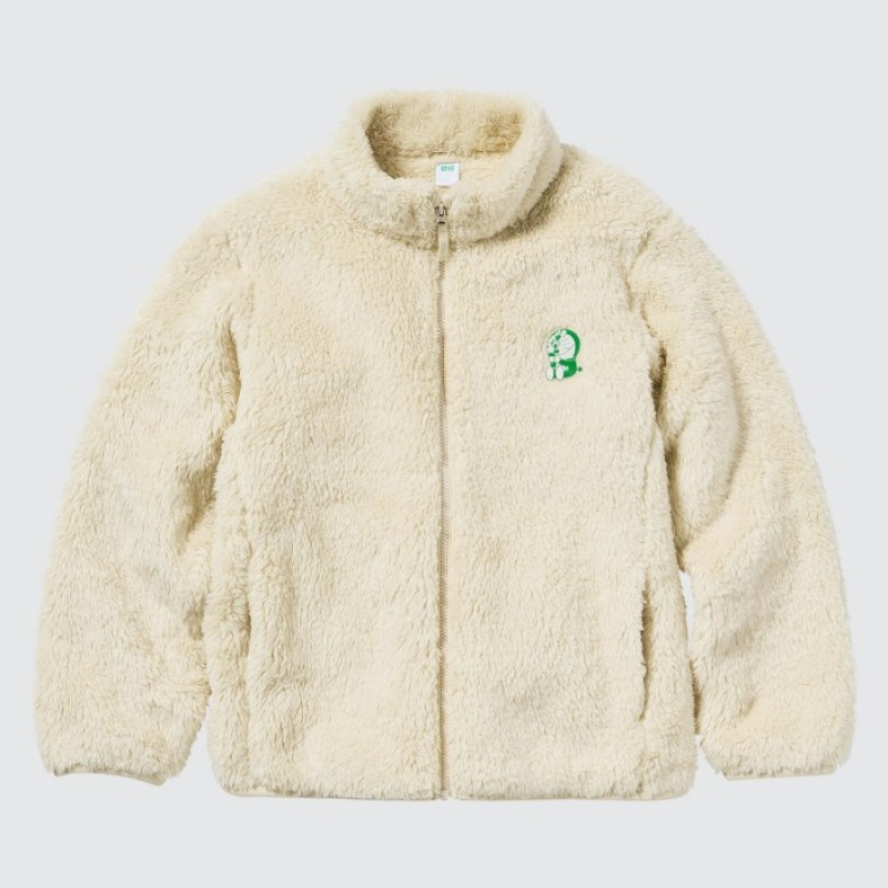 Uniqlo Doraemon Sustainability Mode Fluffy Yarn Fleece Full-Zip Jacken Kinder Natural | ISZL-06897