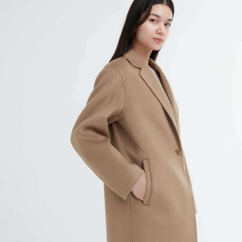 Uniqlo Double Face Long Mäntel Damen Natural | HFLW-26147